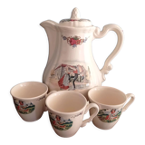 Coffee maker and cups of Sarreguemines model Obernai