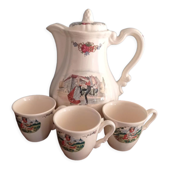 Cafetière et tasses de Sarreguemines modèle Obernai
