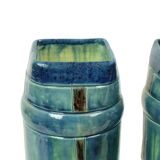 Pair of Blue Art Nouveau Vases Flemish Pottery Antiques
