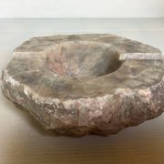 Large ashtray, red veined alabaster pocket tray.