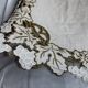 Antique linen tablecloth embroidery Richelieu scalloped linen centerpiece 128 cm