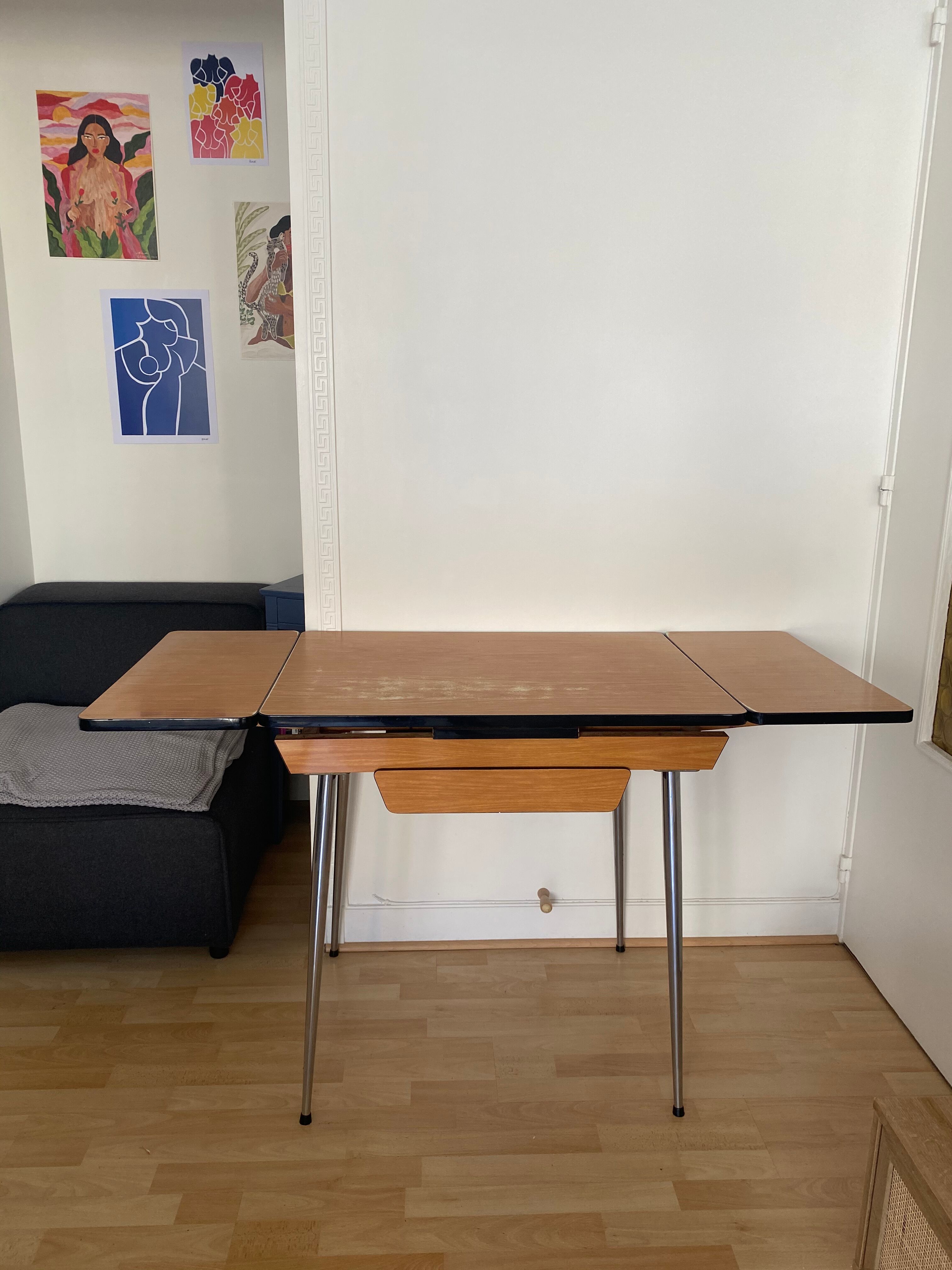 Formica table with extension cords