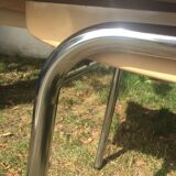 Table and 4 green water formica chairs 60's