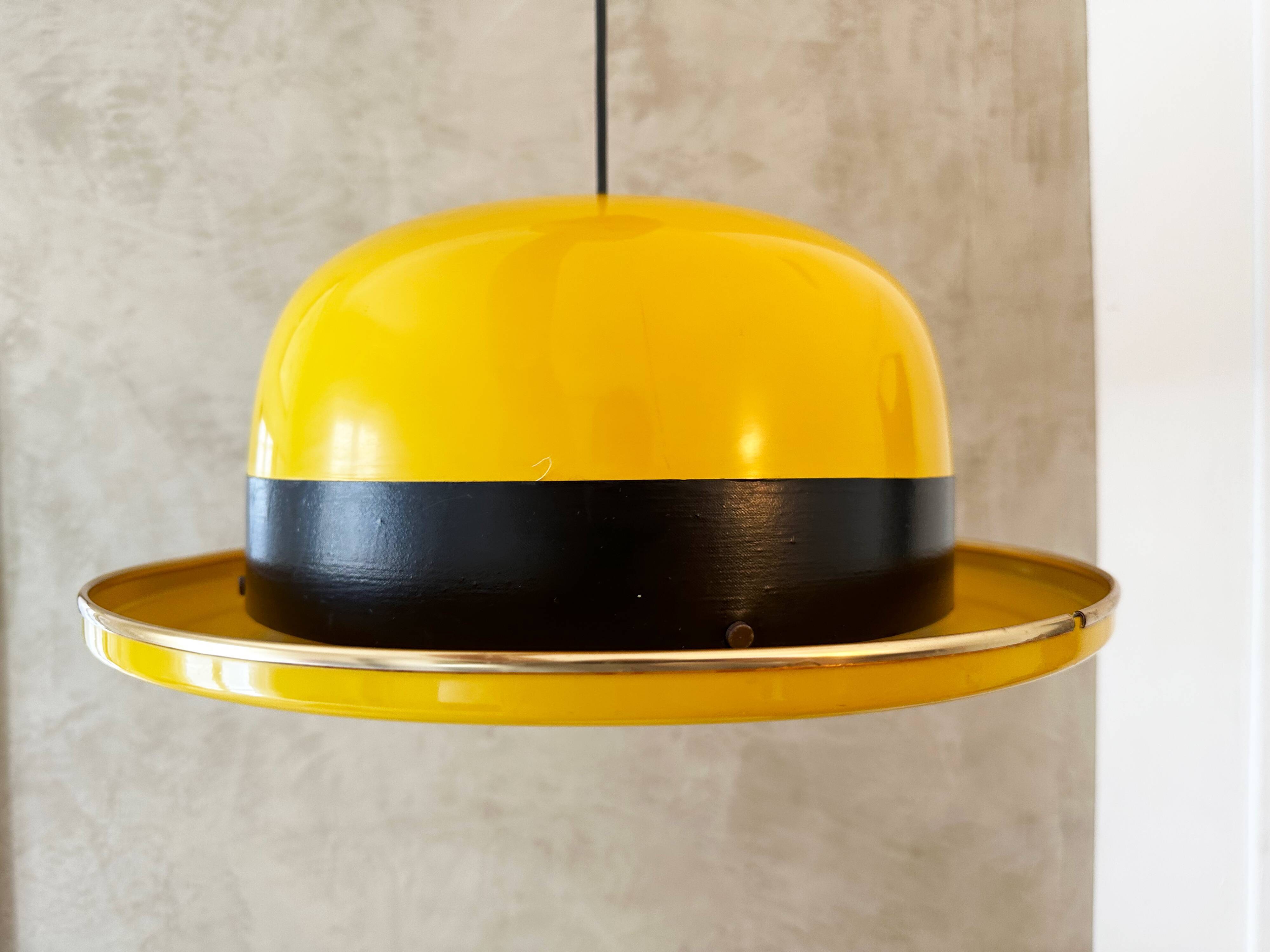 Hans Agne Jakobsson - Yellow Pendant Hat Lamp - Markaryd Sweden