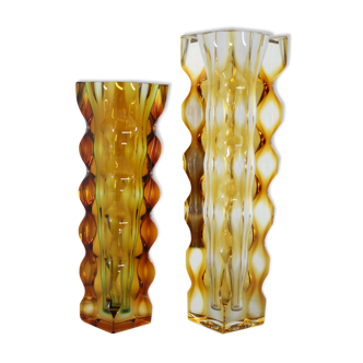 1970s Set of Two Glass design Vases by Oldrich Lipsky, Czechoslovakia