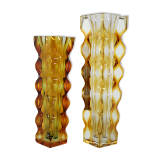 Ensemble de deux vases en verre des années 1970 par oldrich lipsky, tchécoslovaquie