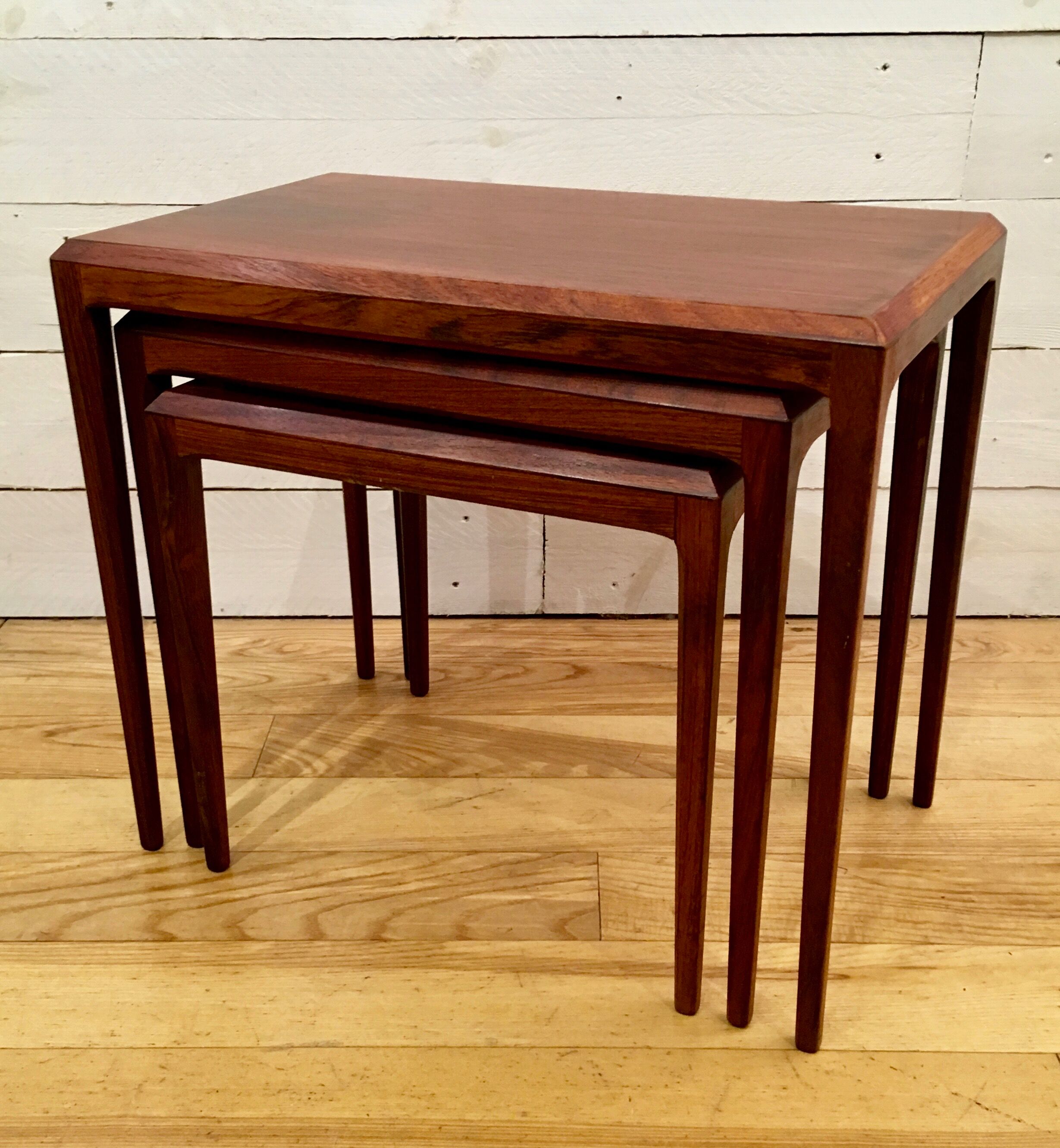 Rosewood nesting tables by Johannes Andersen, for Silkeborg Denmark 1960