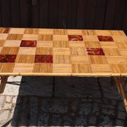 Audoux Minet attribution  rattan and ceramic dining table