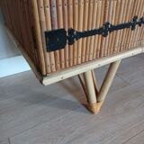 Buffet in rattan and vintage split bamboo