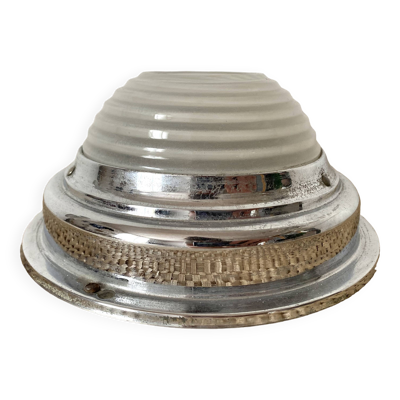 Plafonnier holophane et chrome art déco
