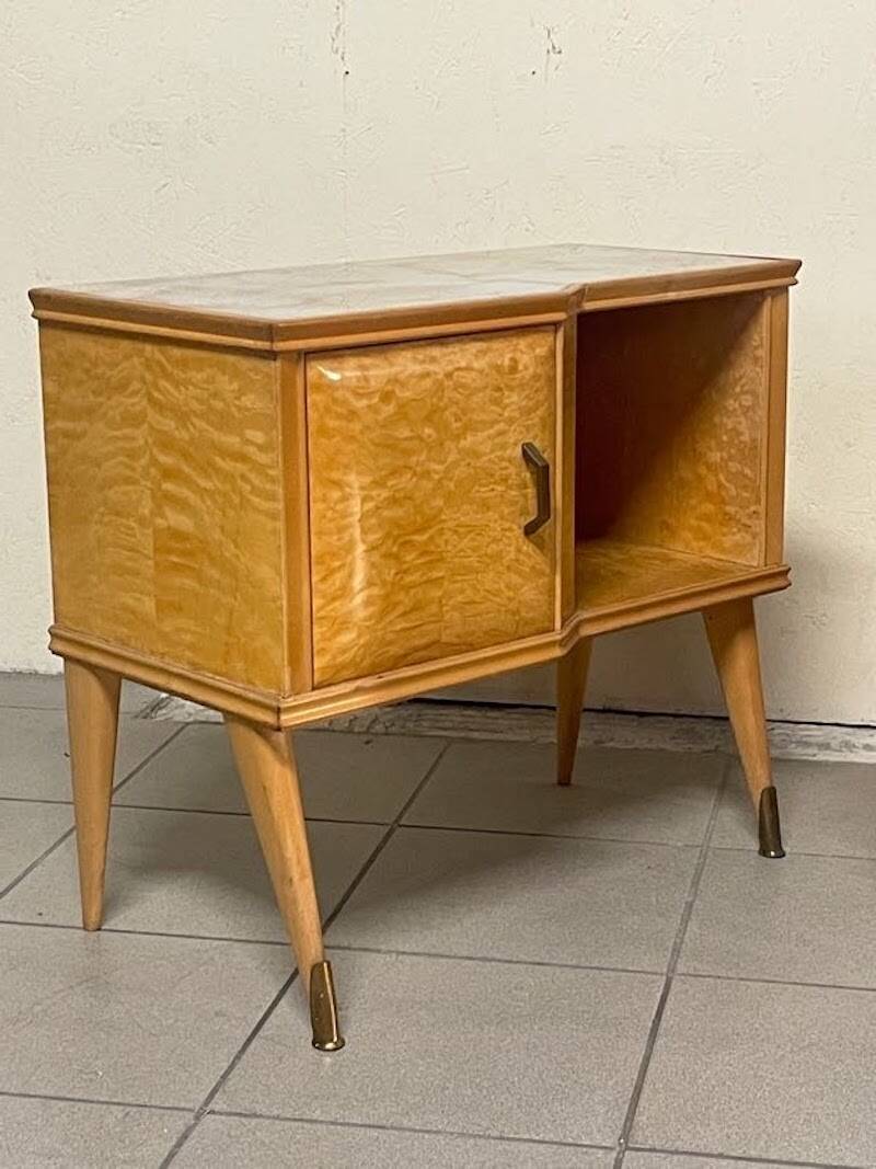 Pair of Maple and Glass Nightstands, Italy, 1950
