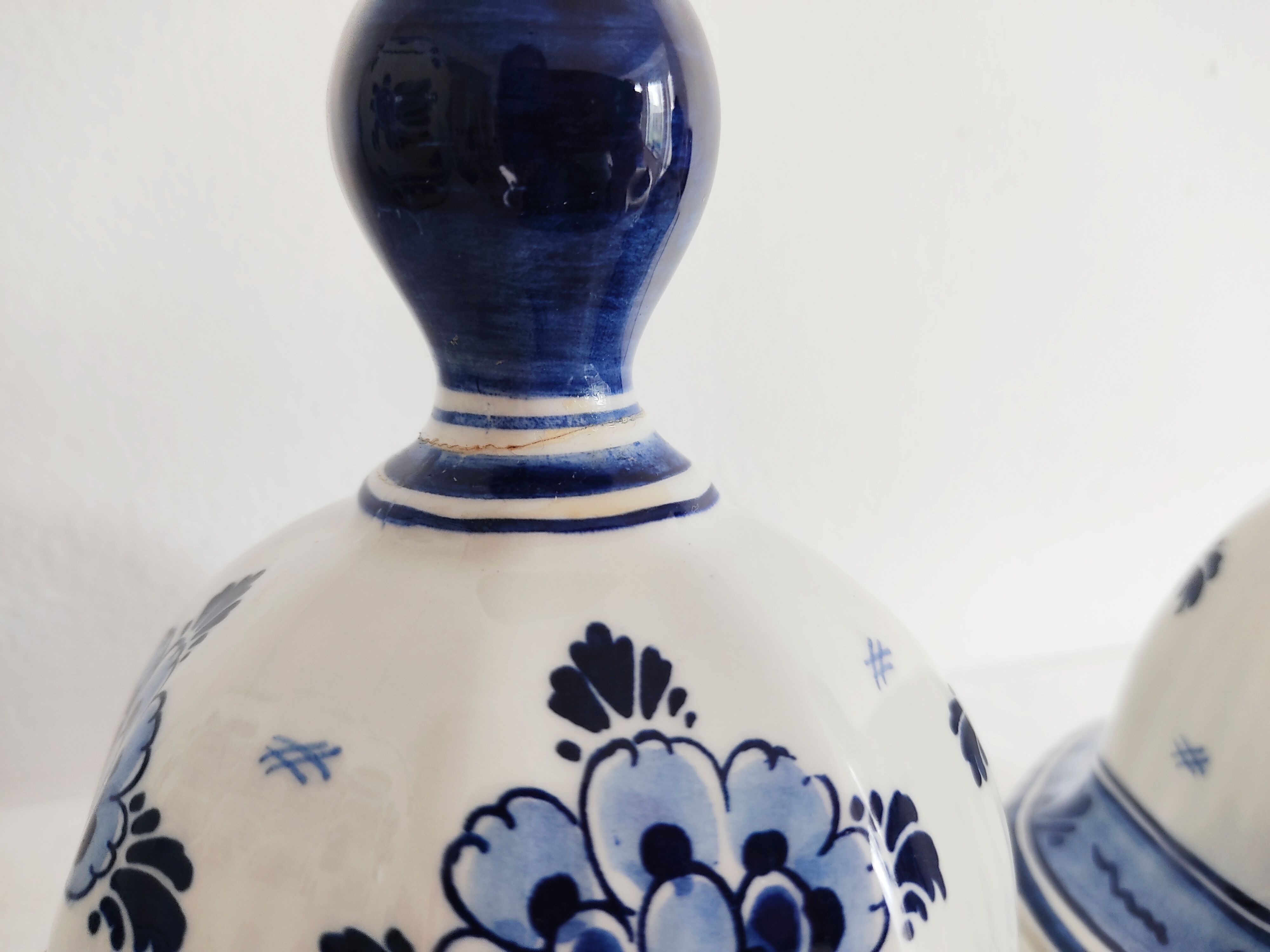 Pair of flowery Delft vases