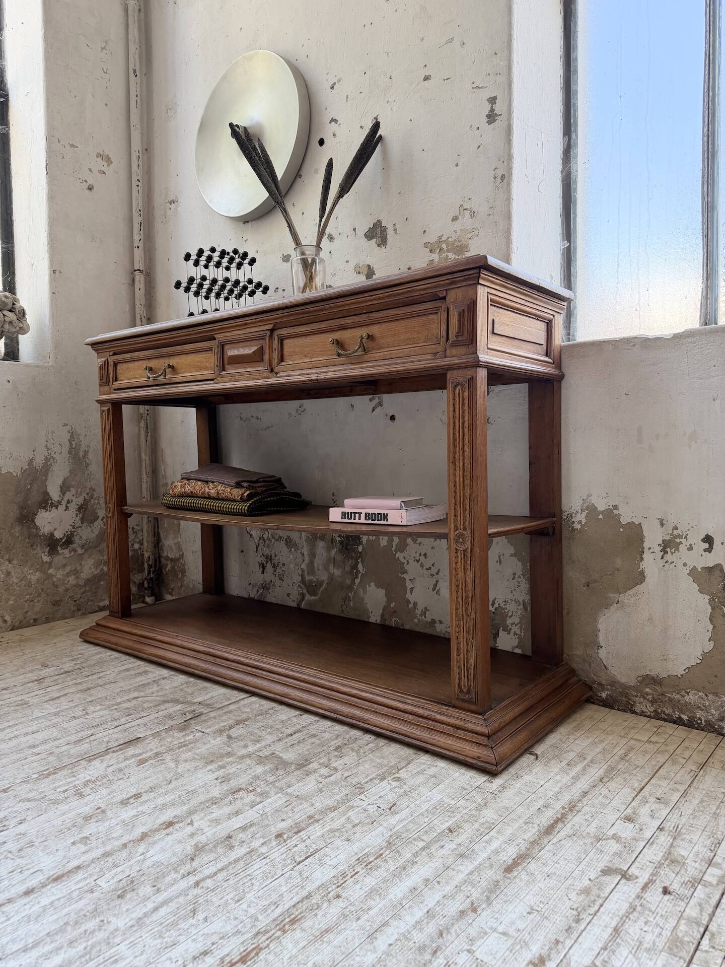 19th-century oak console table