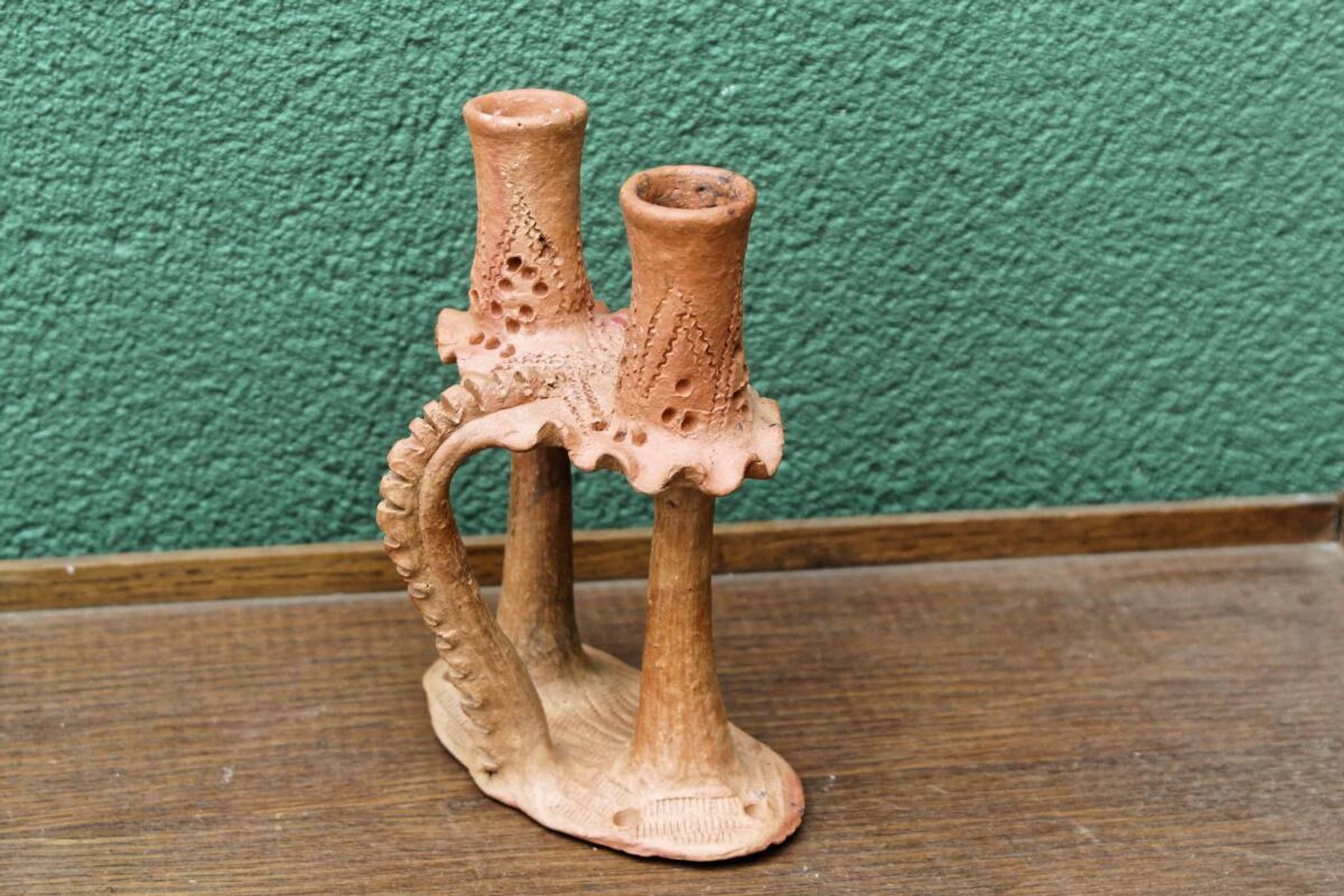 African terracotta candle holder