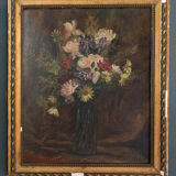 Huile sur toile par Marcel Caud 1914 bouquet de fleurs nature morte XXe