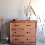 Vintage rattan chest of drawers