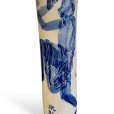 Silvia radu (1935) biscuit vase with blue enameled decoration of dancers