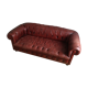Sofa chesterfield 2-3 places leather bordeaux