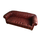 Sofa chesterfield 2-3 places leather bordeaux