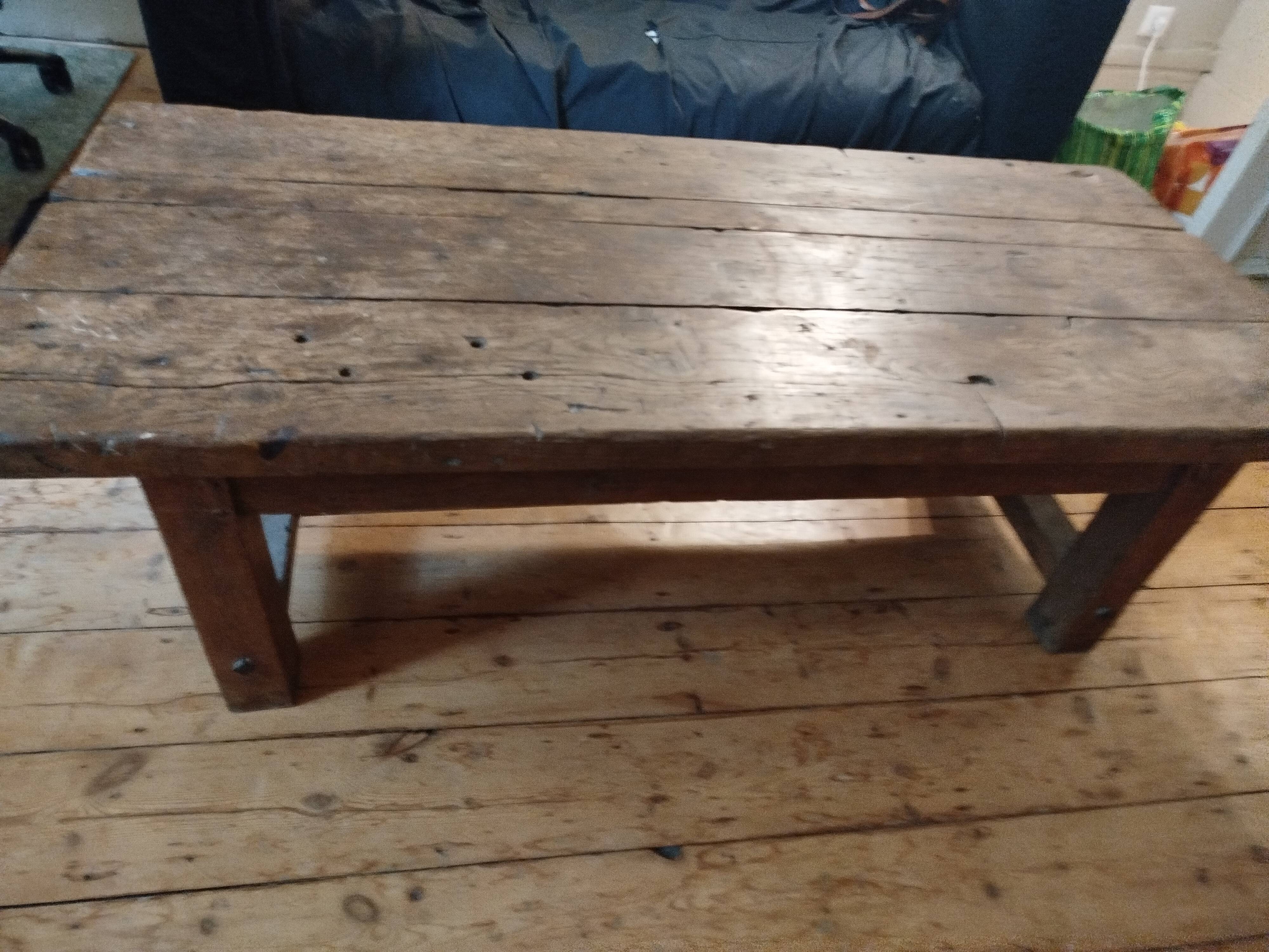 rustic coffee table, workshop style