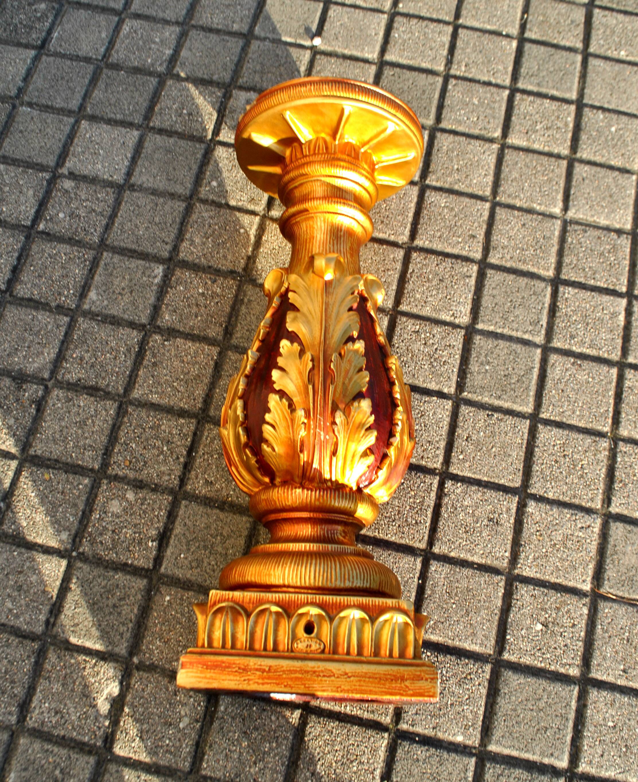 Decorative plaster column - gold lamp base - Creation JP France