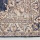 Tapis persan vintage en laine beige et bleu 4x7, tissé à la main, 116x198 cm
