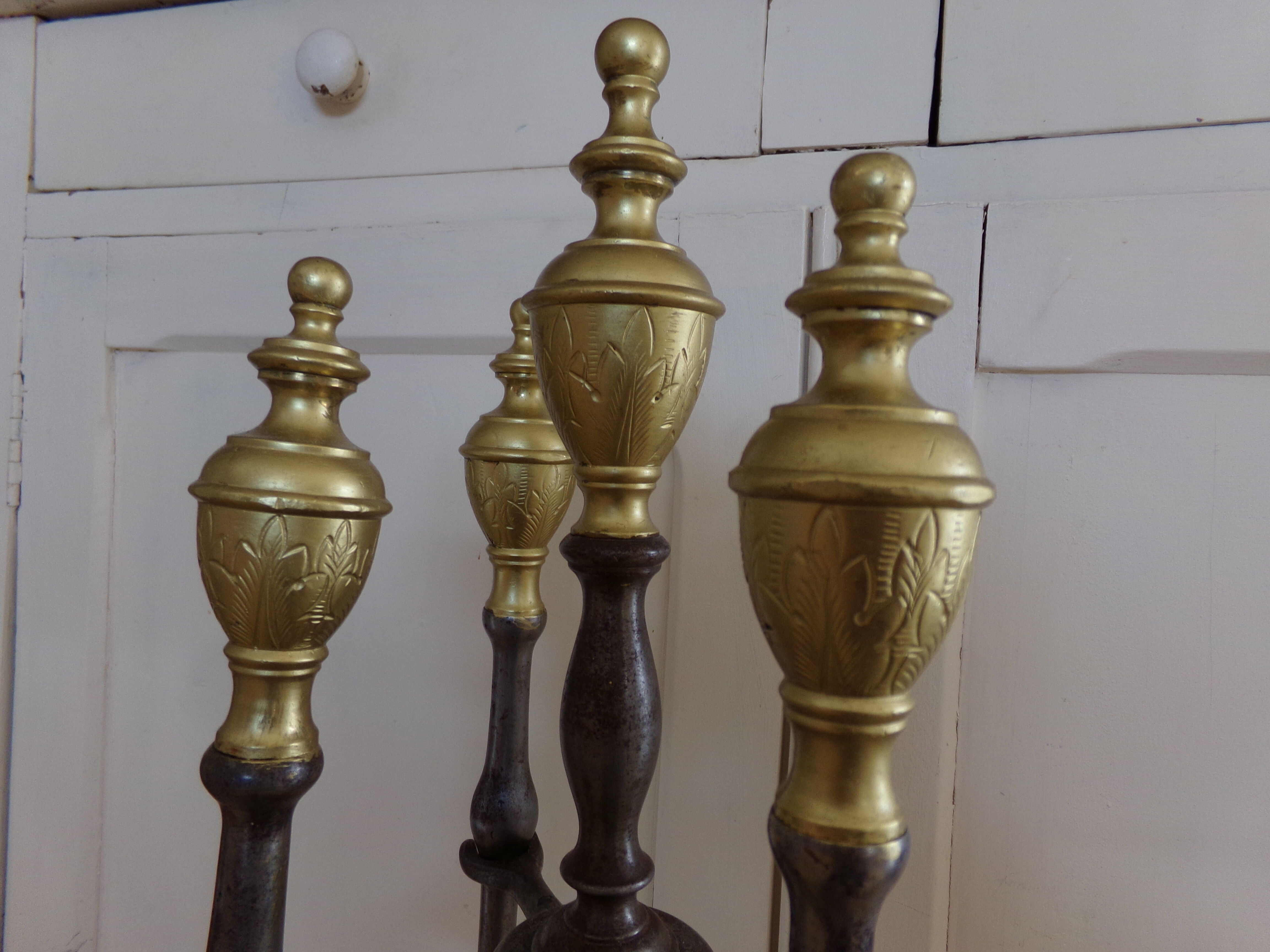 Cast iron chimney servant and brass