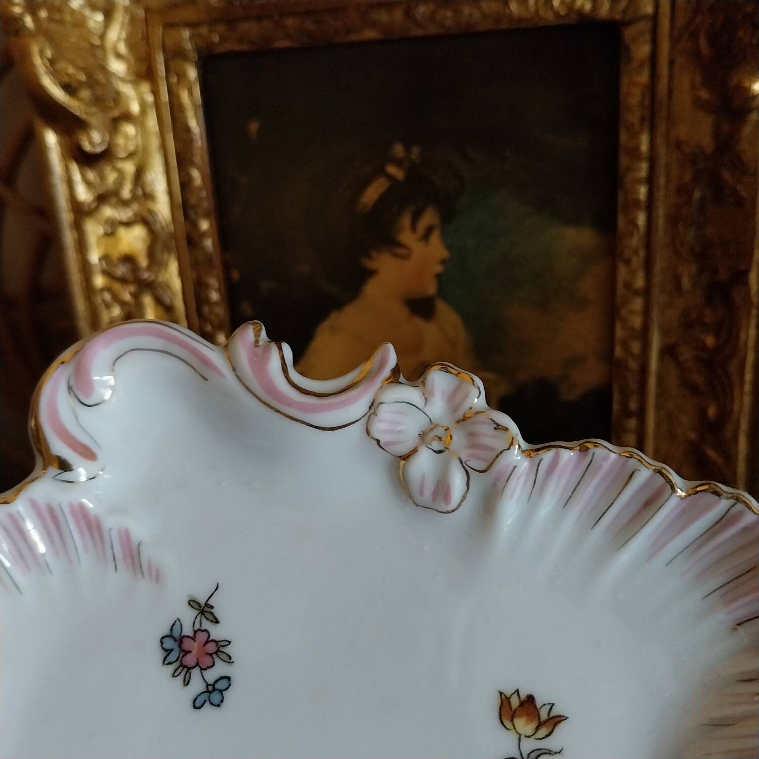 Antique Art Nouveau liqueur set in porcelain