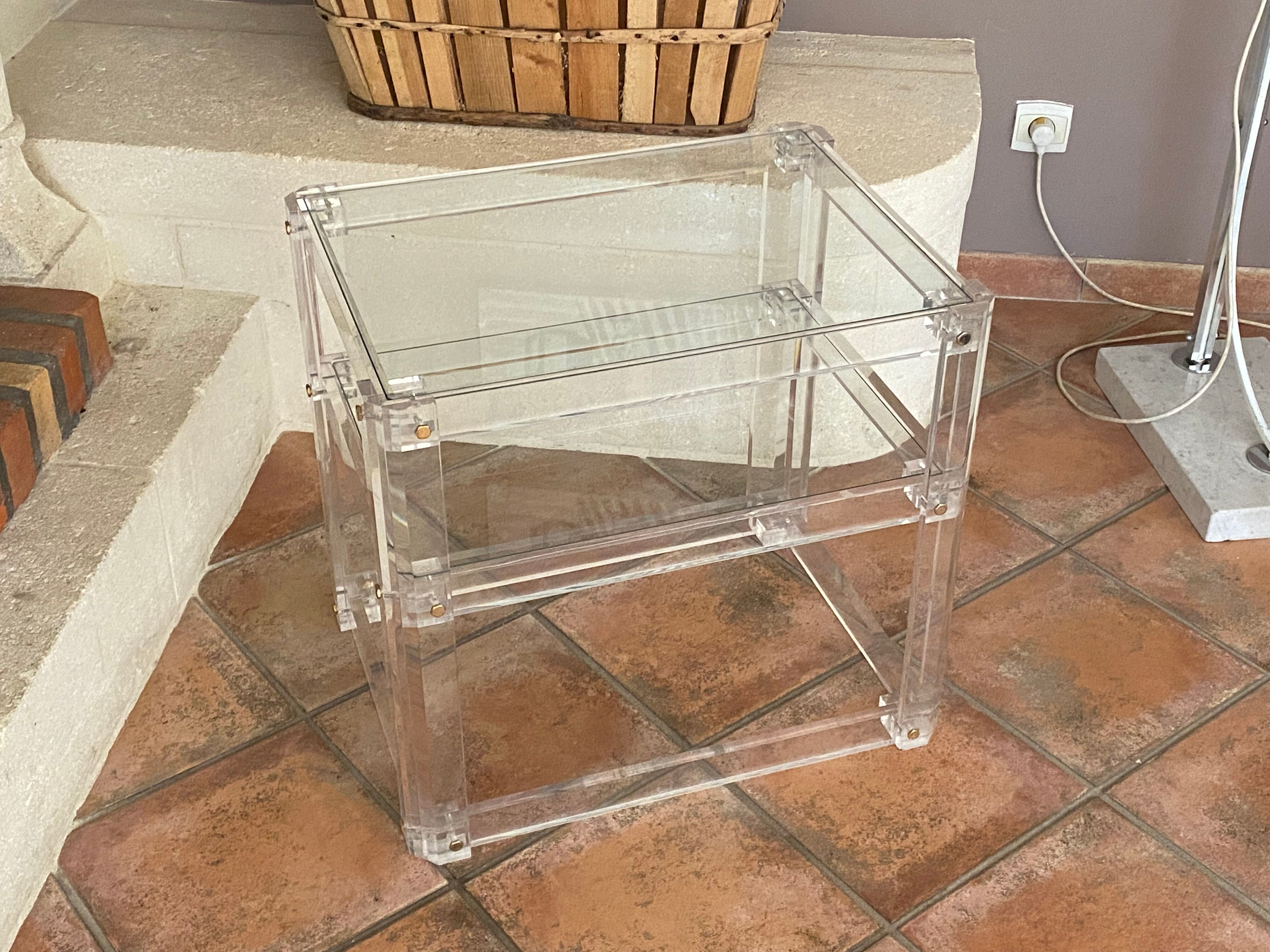 Coffee table Roche Bobois, 1970, plexiglass and glass