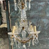 Chandelier with bronze and crystal grapevines