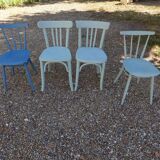 Set of 4 mismatched blue chairs