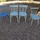 Set de 4 chaises bleu dépareillées