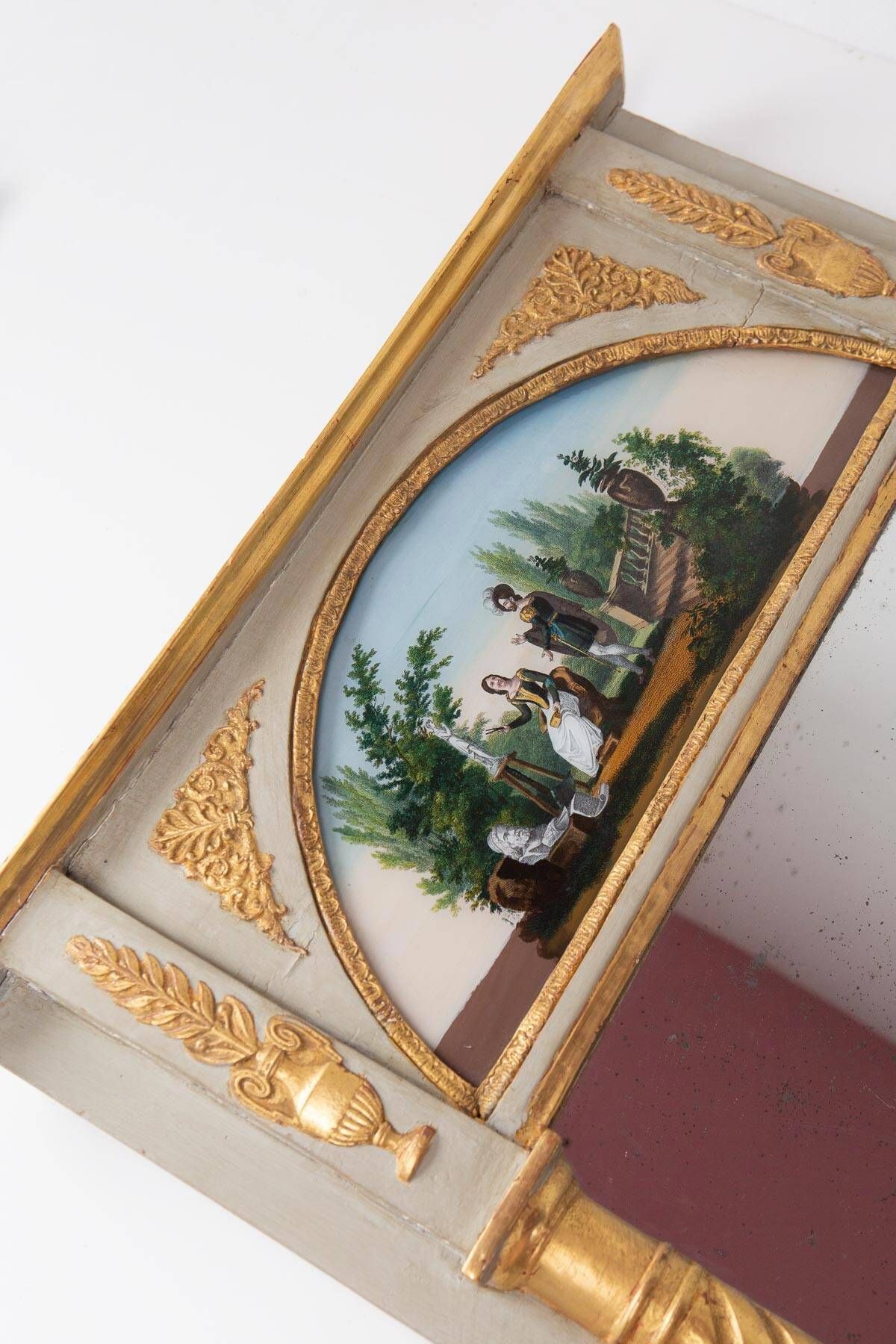 Antique French trumeau mirror Restoration glass painting c. 1830 (83)