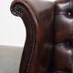 Brown Cowhide Leather Chesterfield Wingback Chair