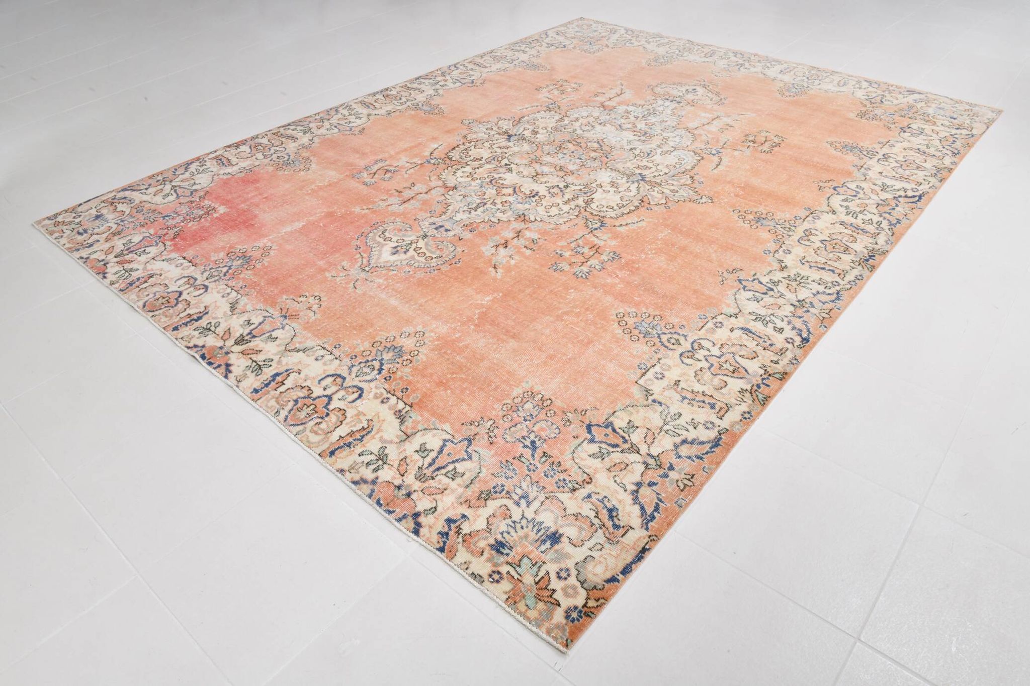 Red & Orange Large Turkish Vintage Rug, 261x351Cm
