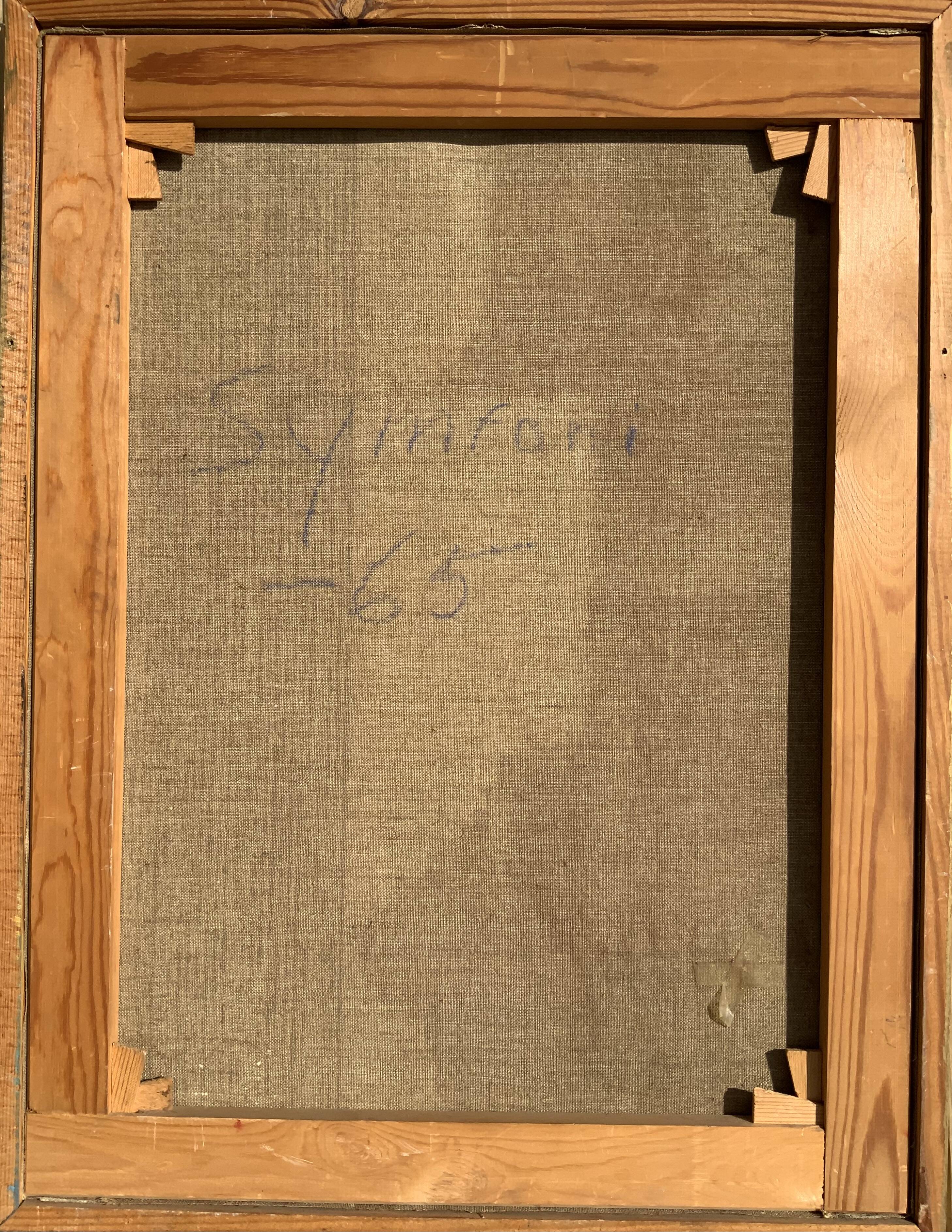 Peintures à l'huile vintage abstraites sur toile "Simfoni", signées par Henny, 1967