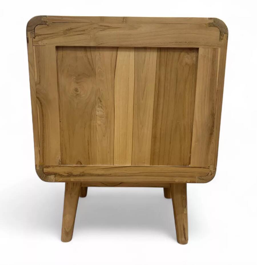 Teak and rattan bedside table