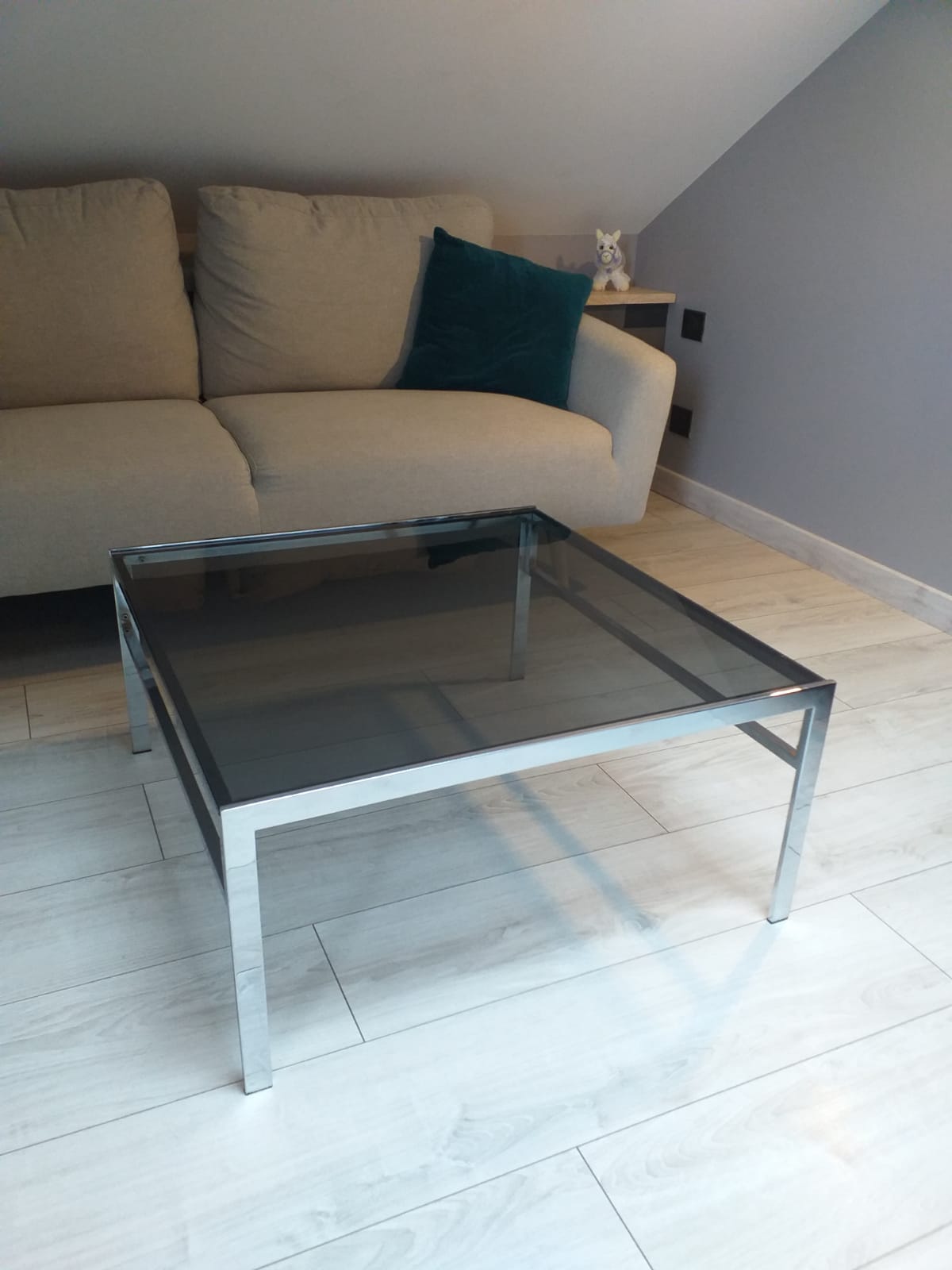 Coffee table chrome and smoked glass
