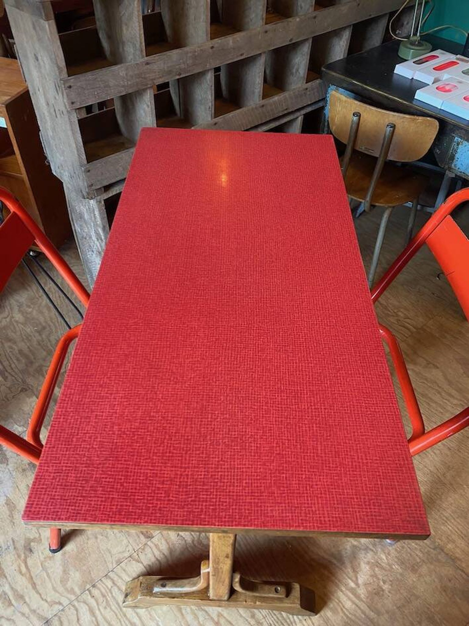Red Formica bistro table 1950