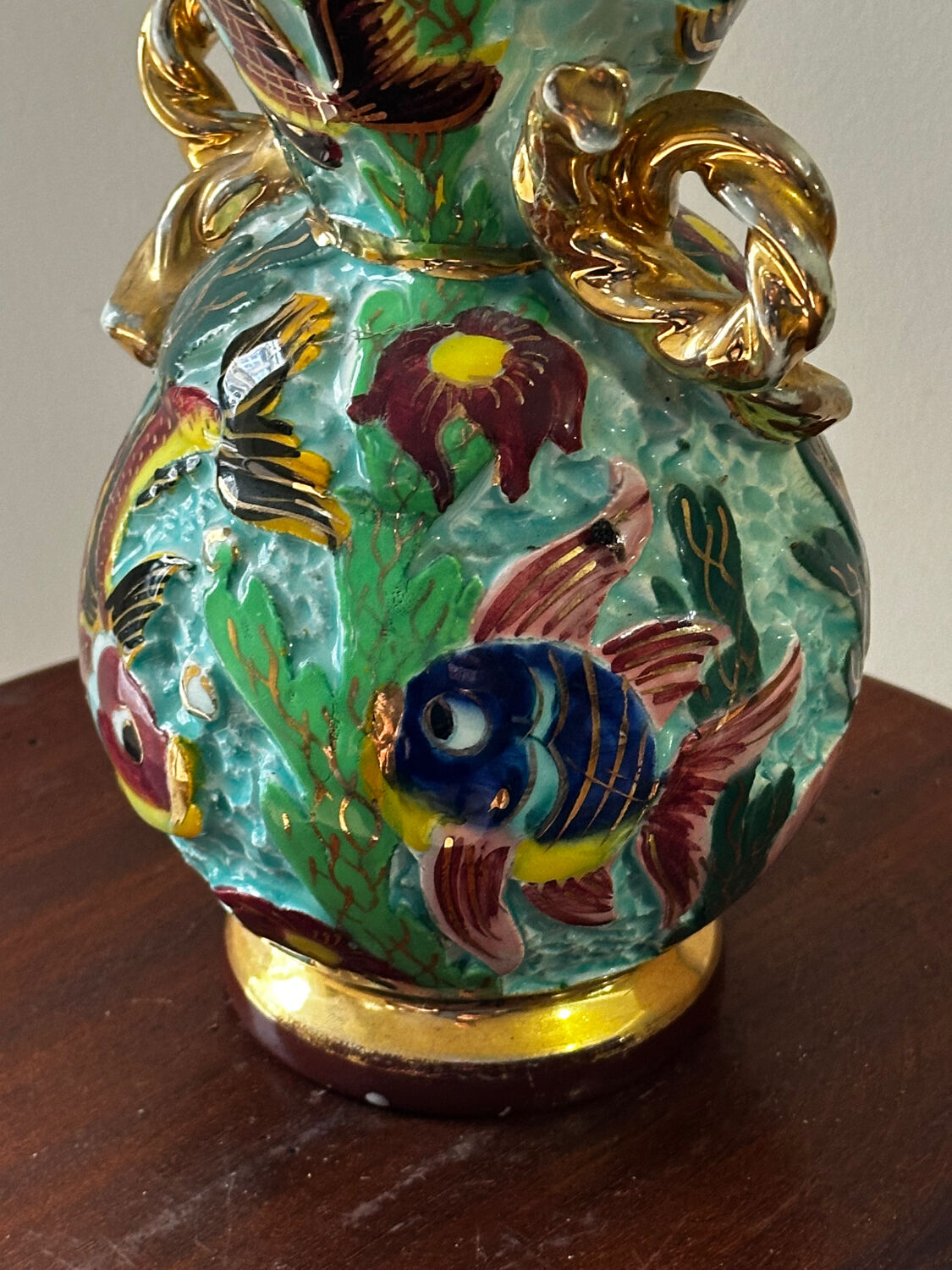 Cerdazur Monaco vase in ceramic with fish decoration