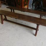 Pair of old solid wood benches