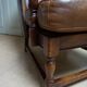 English high back cognac leather wingchair by Criterion cord