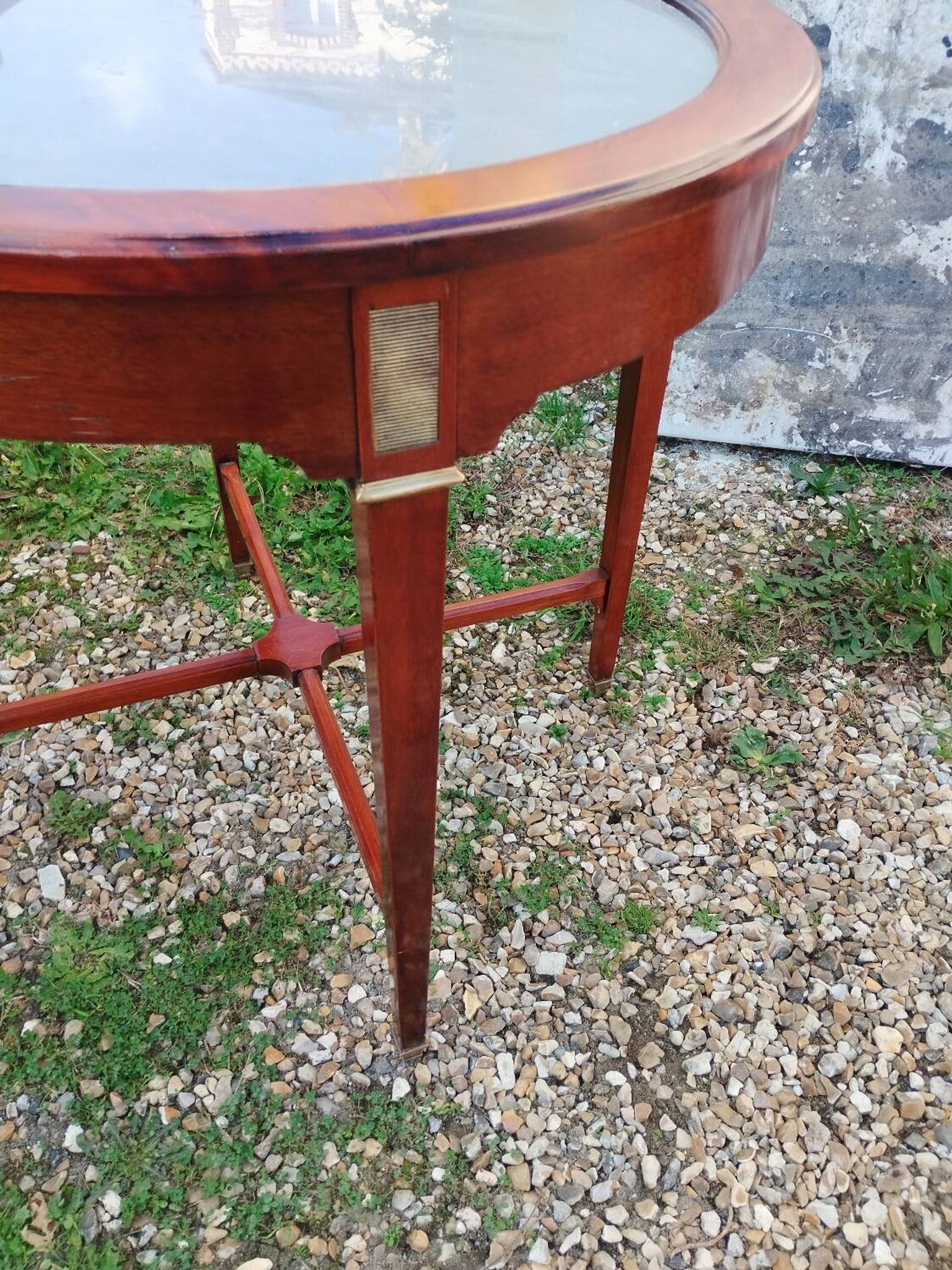 Table bouillotte ancienne style louis xvi avec plateau marbre