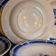 Five old "grandmother" plates with blue flowers