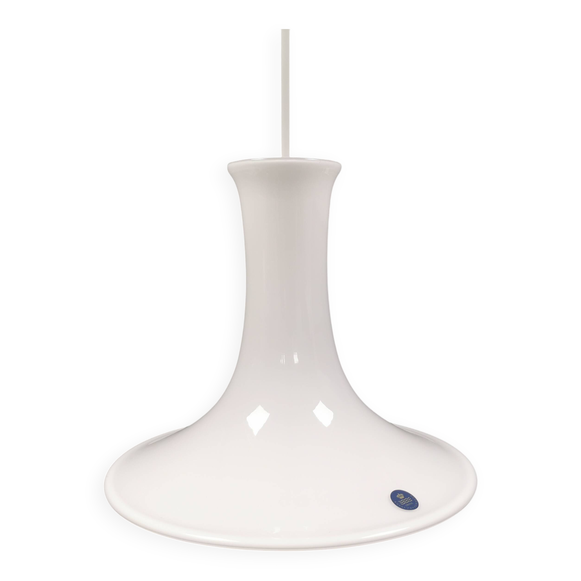 Mandarin hanging lamp made in opal white hand-crafted and mouth-blown glass