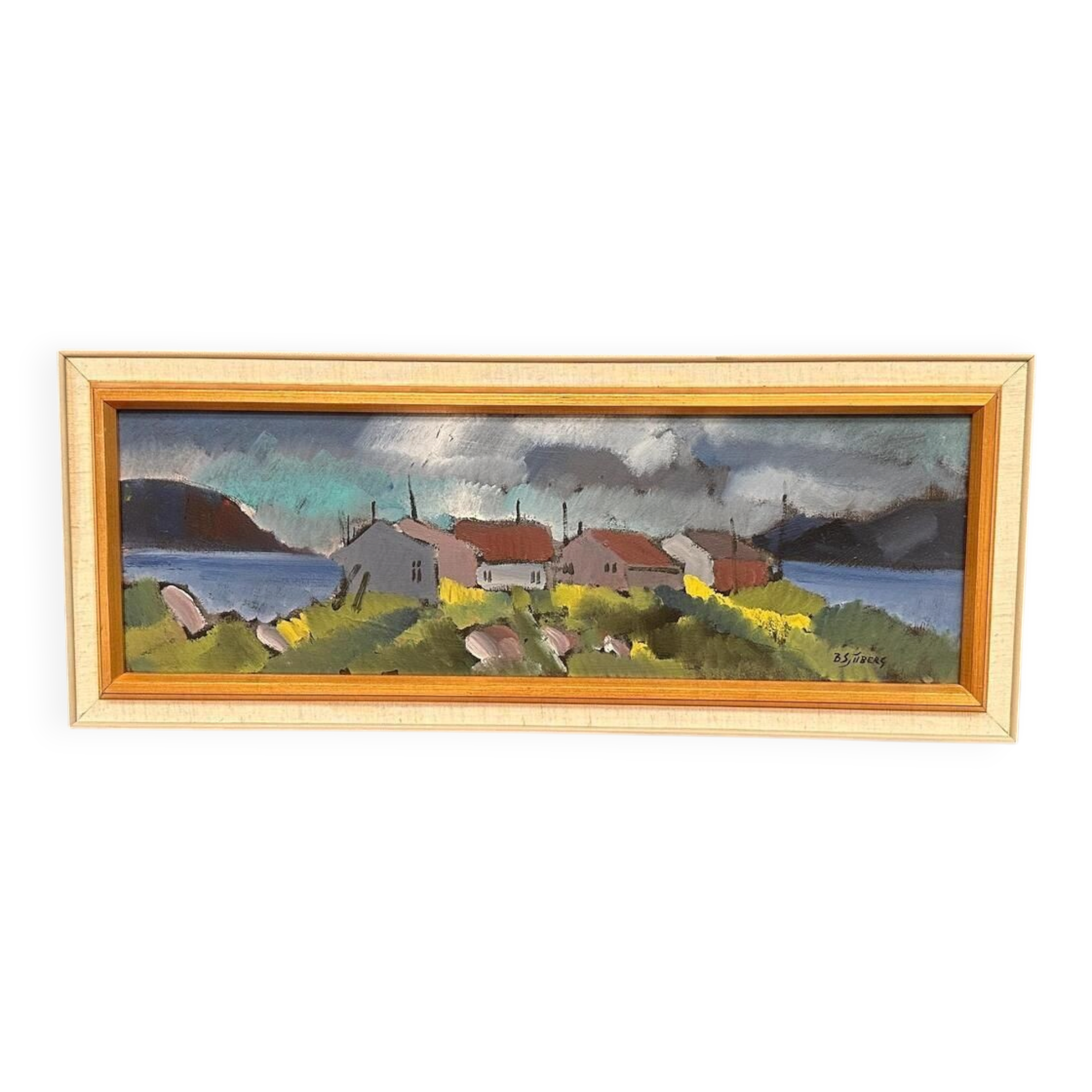 Original Swedish Oil On Panel – “Huts” By Bo Sjööberg