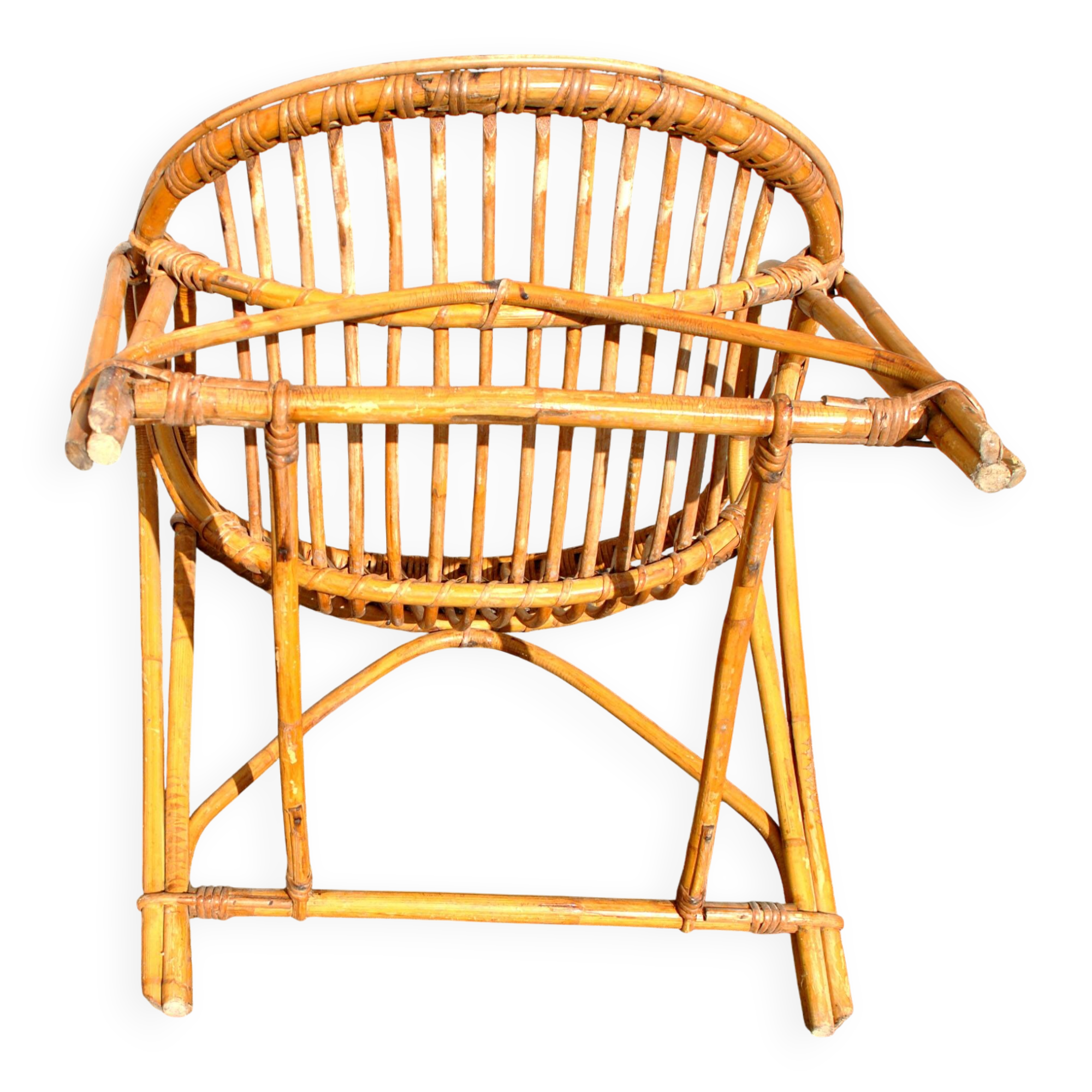 Vintage balcony garden furniture armchairs and table bamboo and rattan 1960