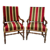 Paire de fauteuils en noyer de style Louis XIII, époque XIXème