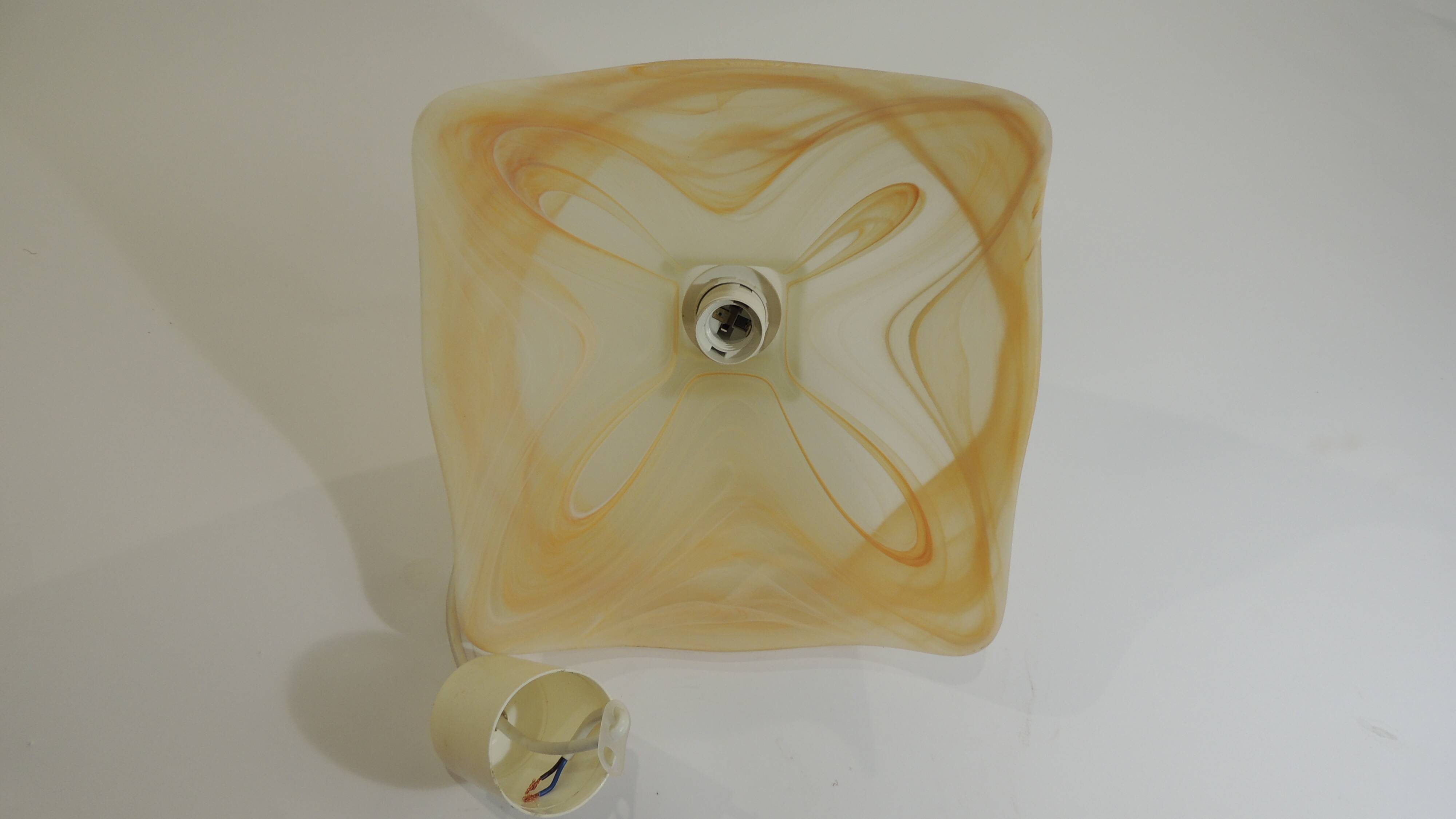 1970s vintage honey marbled glass suspension – retro design light fixture