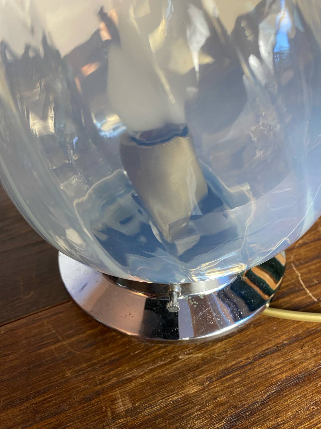 Suspension en verre et métal Art Déco